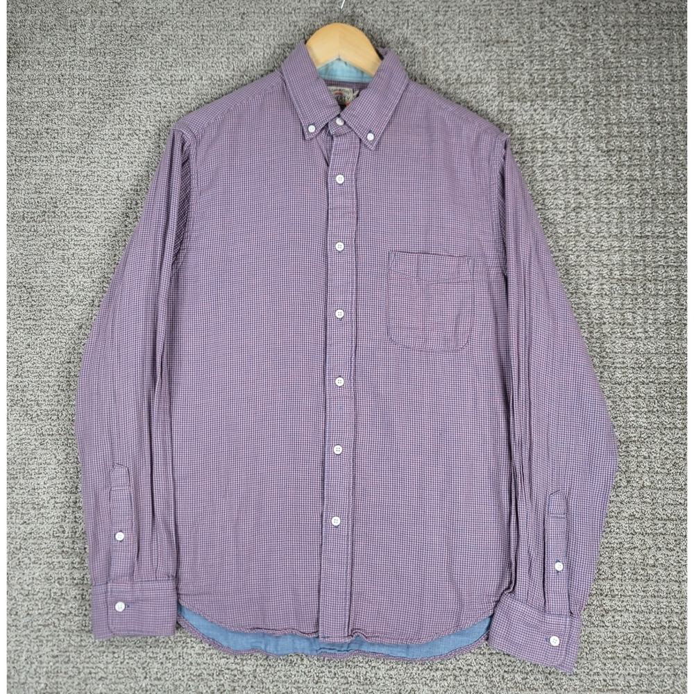 Faherty Flannel Mens Medium Checkered Plaid‎ Button Down Shirt Long Sleeve